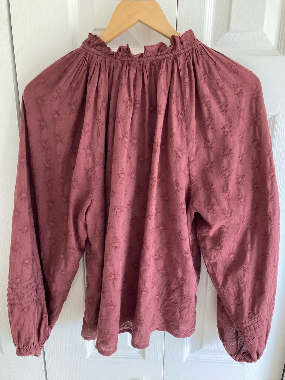 Anthropologie Cleobella Antonia Blouse Size M Brown/Burgundy - Picture 2 of 14